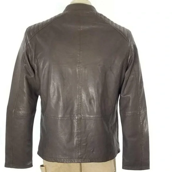 John Varvatos Soft and Luxurious Genuine Sheep Leather Racer Jacket Dk Brown-szL - Picture 5 of 15